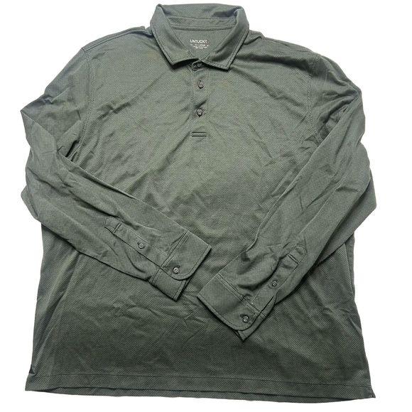 Untuckit 2XL Men’s 3/4 Button Pullover Longseelve Green Casual Cotton Golf Geo - Picture 1 of 8